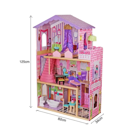 Casa De Muñecas Madera Derly Rosa