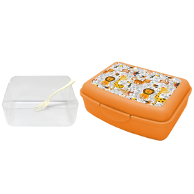 Fiambrera infantil con divisor y tenedor leones