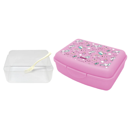 Fiambrera Con Divisor y Tenedor Unicornios