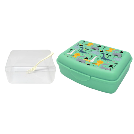 Fiambrera con Divisor y Tenedor Dinosaurios