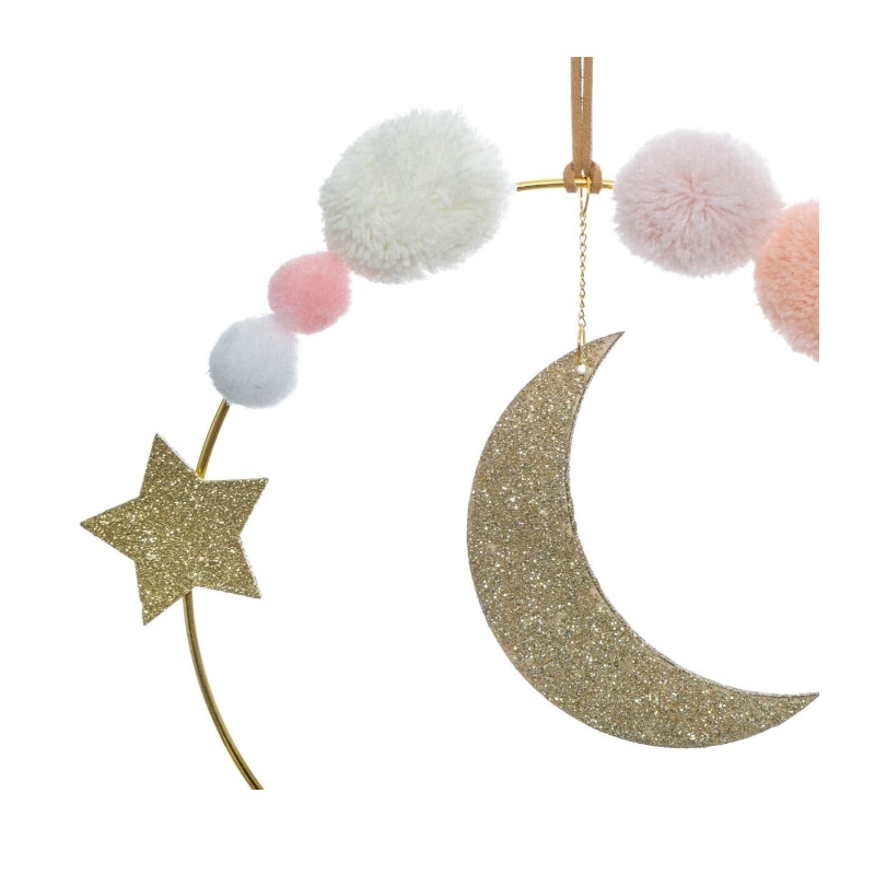 Decoración Pared Luna Con Pompones