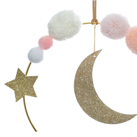 Decoración Pared Luna Con Pompones