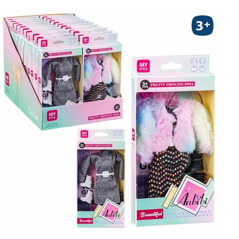 Vestido Muñeca Con Abrigo Rosa Surtido