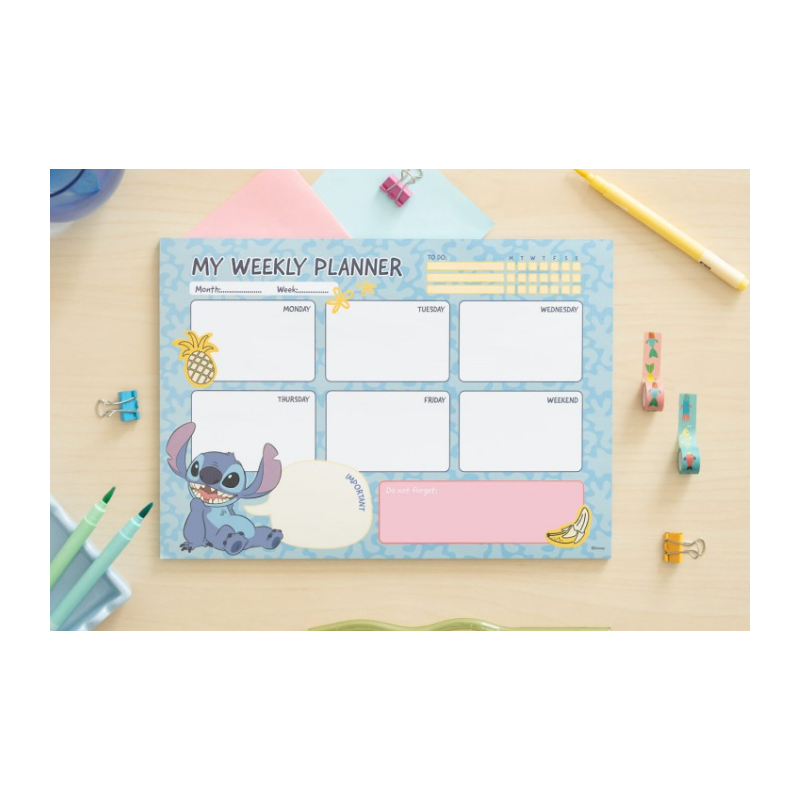 Bloc Planificador Semanal Stitch Tropical