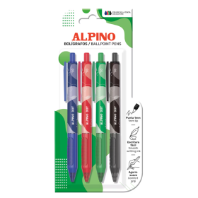 Pack 4 Bolígrafos Dot Colores Surtidos De Alpino
