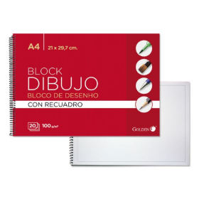 Golden Cuaderno De Dibujo A4 Con Recuadro