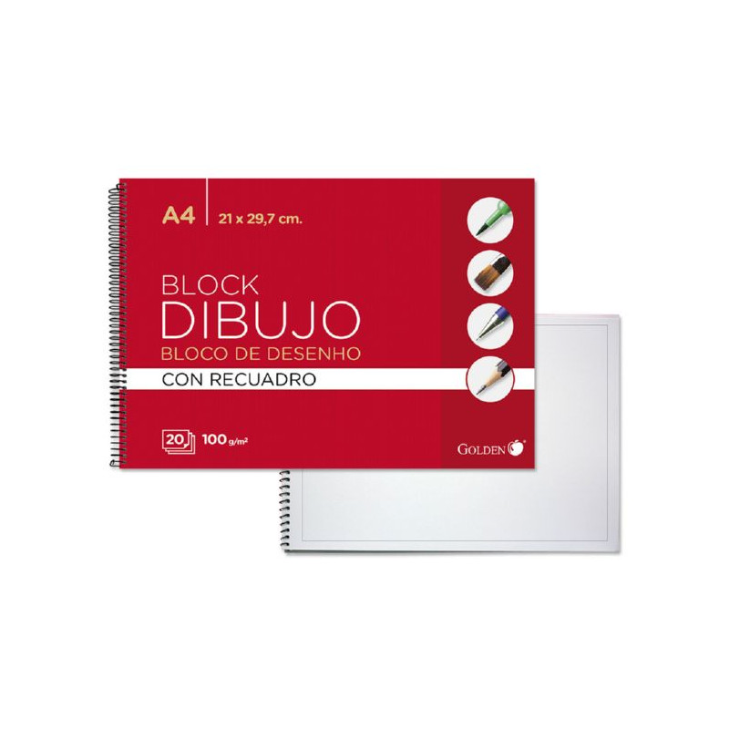 Golden Cuaderno De Dibujo A4 Con Recuadro