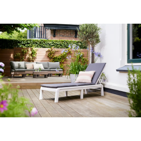 Tumbona Mallorca Blanca Con Cojín Gris 2