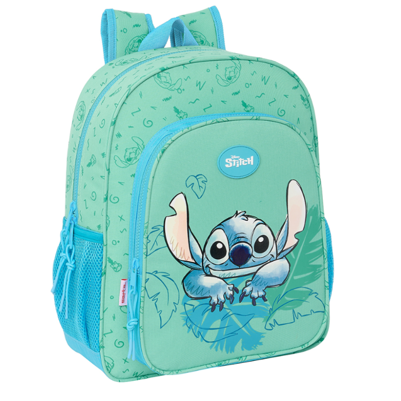 Mochila Stitch Verde Adaptable A Carro 38 Cm De Vuelta al Cole