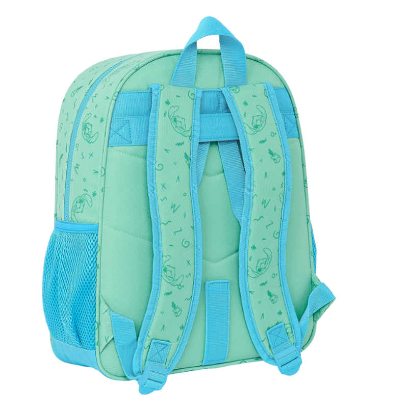 Mochila Stitch Verde Adaptable A Carro 38 Cm