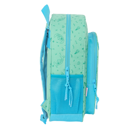 Mochila Stitch Verde Adaptable A Carro 38 Cm