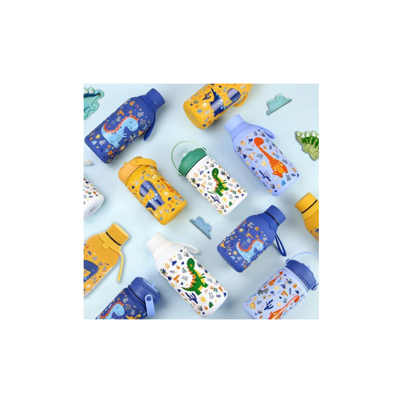 Aurea Botella Térmica 500 Ml Azul Dinosaurios