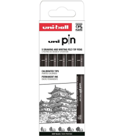 Pack 5 Rotuladores Uni Pin Clásico De Vuelta Al Cole