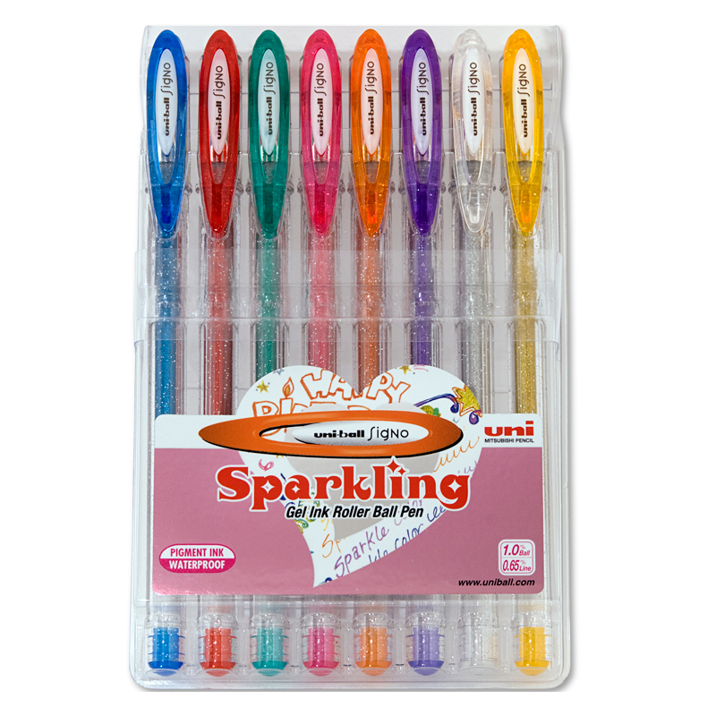 Pack 8 Bolígrafos Uni-ball Signo Purpurina