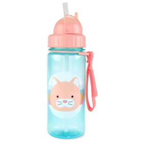 Botella Con Pajita Gato De Vuelta al Cole