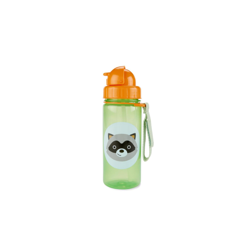 Botella Con Pajita Mapache De Vuelta al Cole