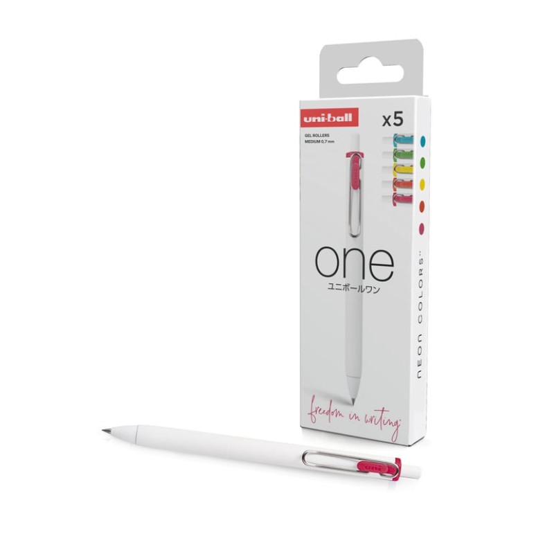 Pack 5 Bolígrafos Gel Uni-Ball One Neón