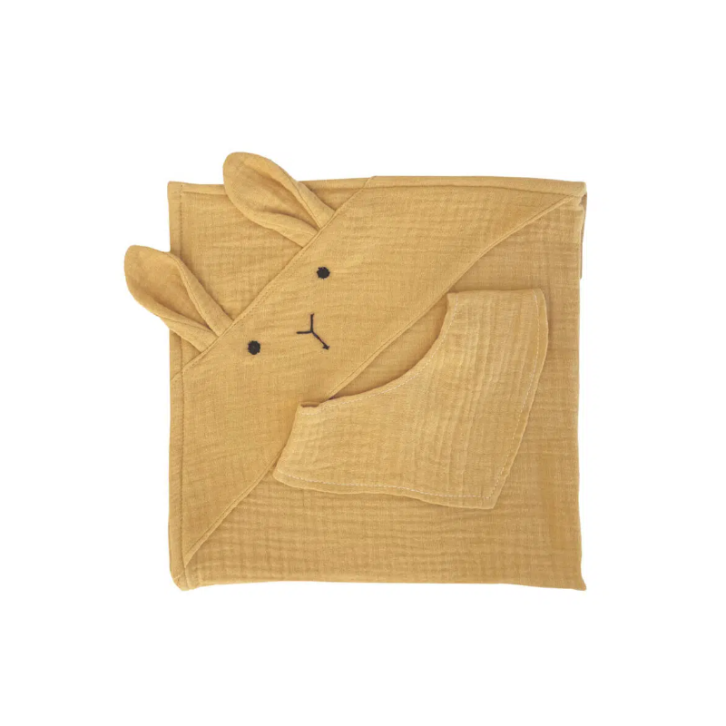 Set Toalla Bandana Conejo Bobble Mostaza De ToyNamics