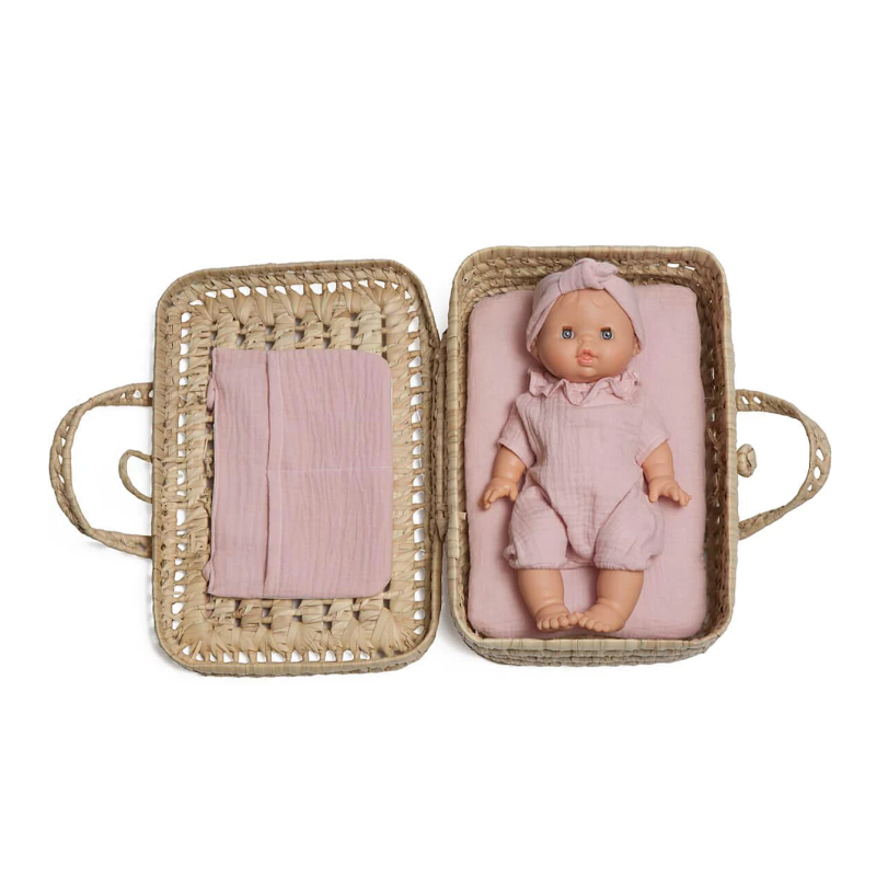 Maleta Mimbre Bobble Rosa