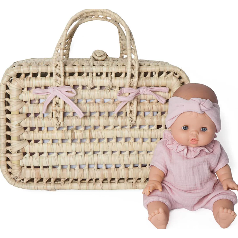 Maleta Mimbre Bobble Rosa