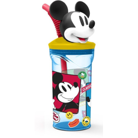 Vaso Mickey Mouse 3D Con Pajita De Vuelta Al Cole