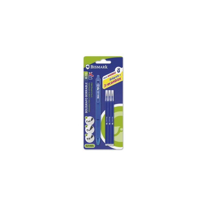 Bolígrafo Borrable Bismark Clip + 3 Recambios Surtido