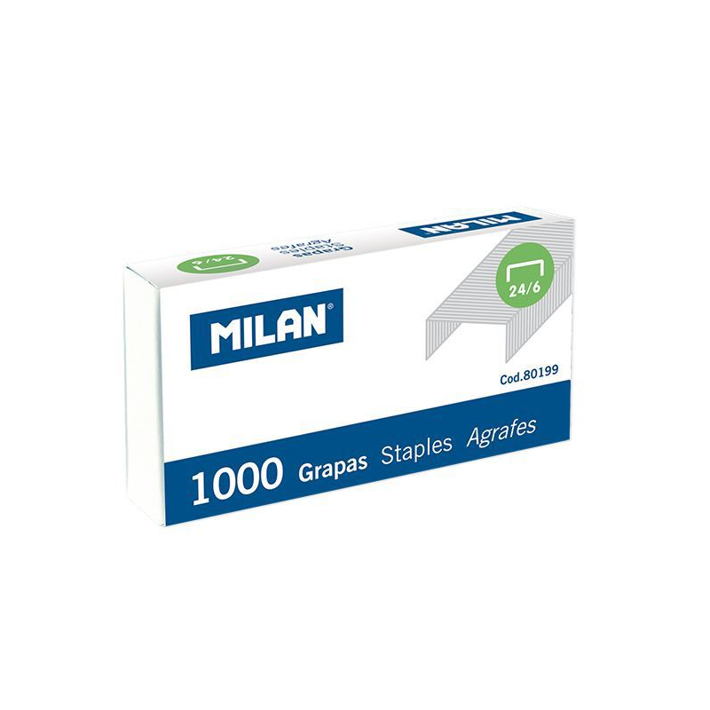 Blíster 2 Cajas 1000 Grapas 24/6 Milan