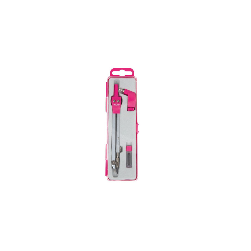 Estuche Compas Rosa Con Adaptador Milan De Vuelta Al Cole