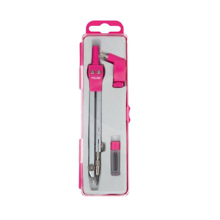 Estuche Compas Rosa Con Adaptador Milan De Vuelta Al Cole