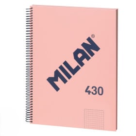Cuaderno A4 Rosa Espiral Cuadricula Milan