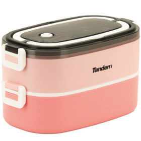 Tandem Fiambrera Doble Piso 1400 Ml Rosa Vuelta AL Cole