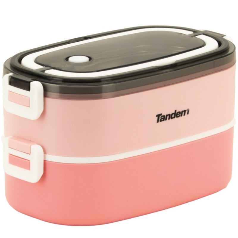 Tandem Fiambrera Doble Piso 1400 Ml Rosa Vuelta AL Cole