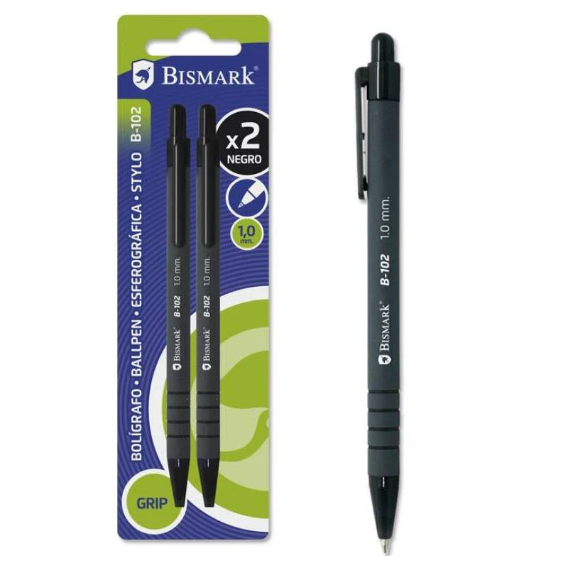 Bolígrafo Bismark 210 Grip Negro 2 Uds De Vuelta Al Cole