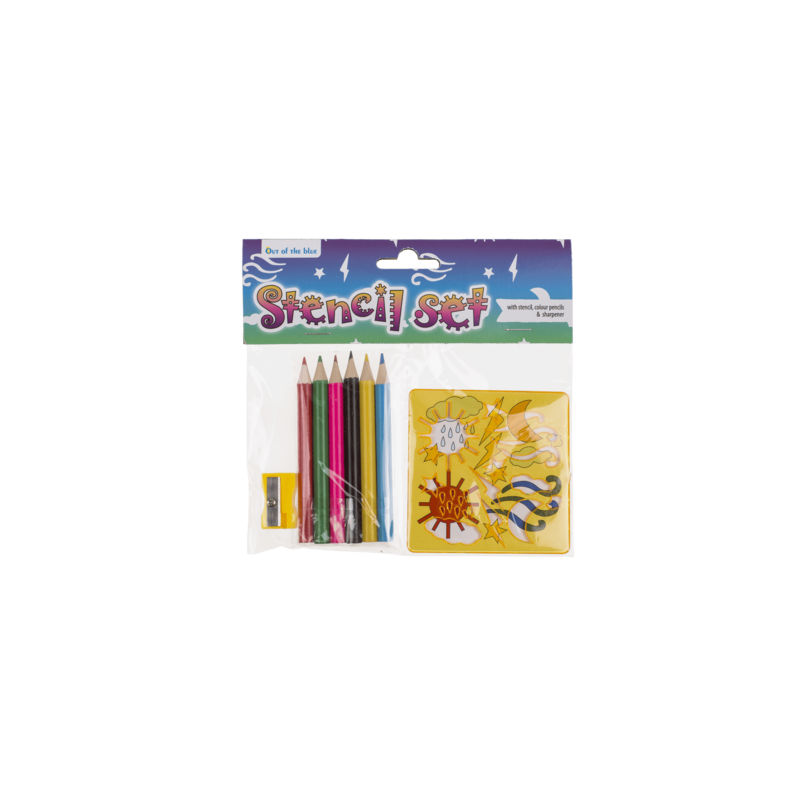 Set Escolar Con Plantilla, Lápices Y Sacapuntas Surtido