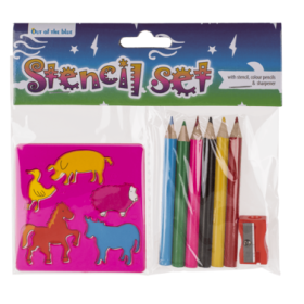 Set Escolar Con Plantilla, Lápices Y Sacapuntas Surtido