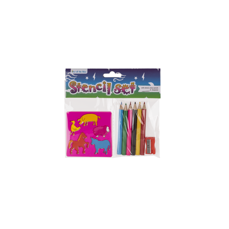 Set Escolar Con Plantilla, Lápices Y Sacapuntas Surtido