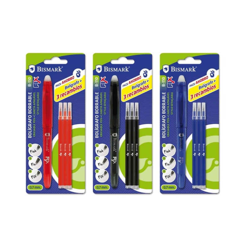 Bolígrafo Borrable Con 3 Recargas Bismark Surtido