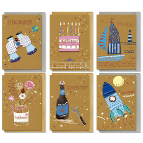 Tarjeta Felicitación Kraft Foil 10x14 Cm Surtido