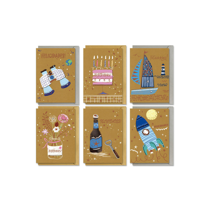 Tarjeta Felicitación Kraft Foil 10x14 Cm Surtido