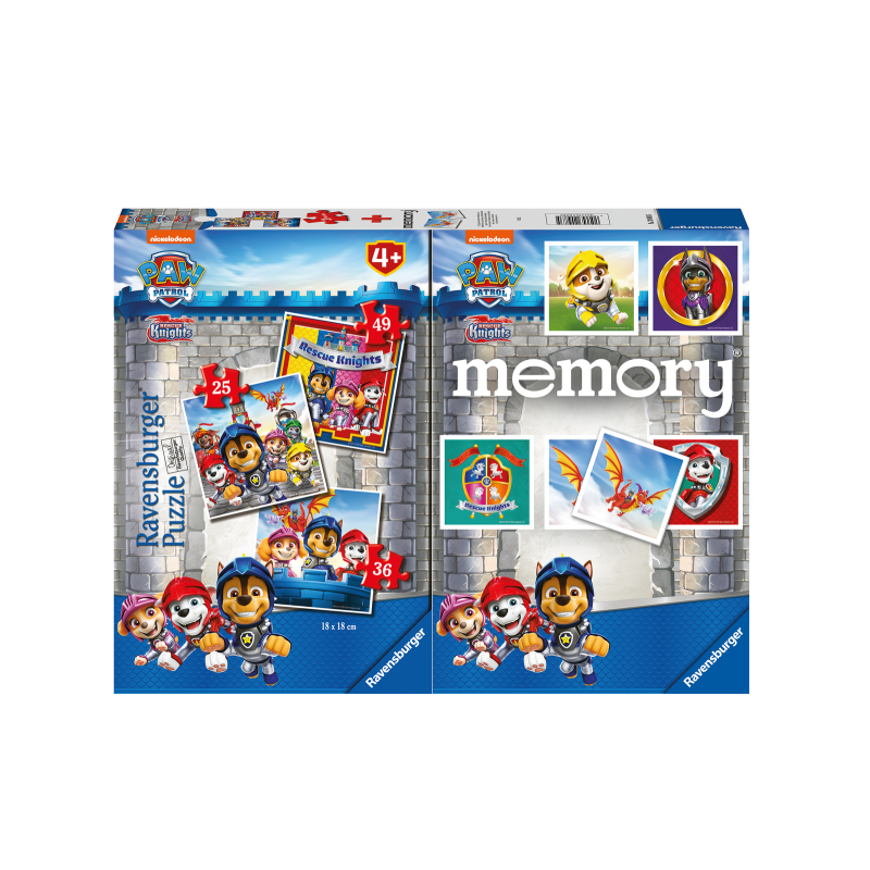 Patrulla Canina Caballeros De Rescate 3 Puzzles + Memory De Ravensburger