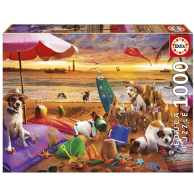Puzzle Perros Jugando Playa 1000 Pcs