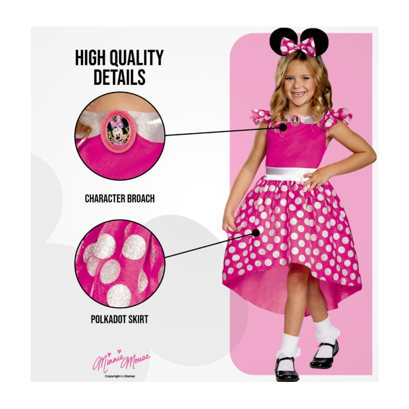 Disfraz Minnie Rosa Classic Infantil T 5-6 Años