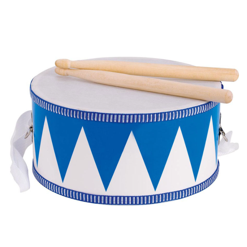 Tambor De Madera Azul Y Blanco Goki