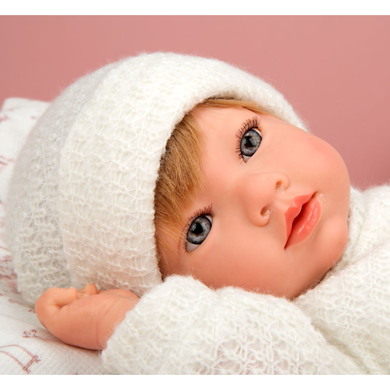 Muñeca Arias Reborn Julia Rosa Con Cojín 40 Cm