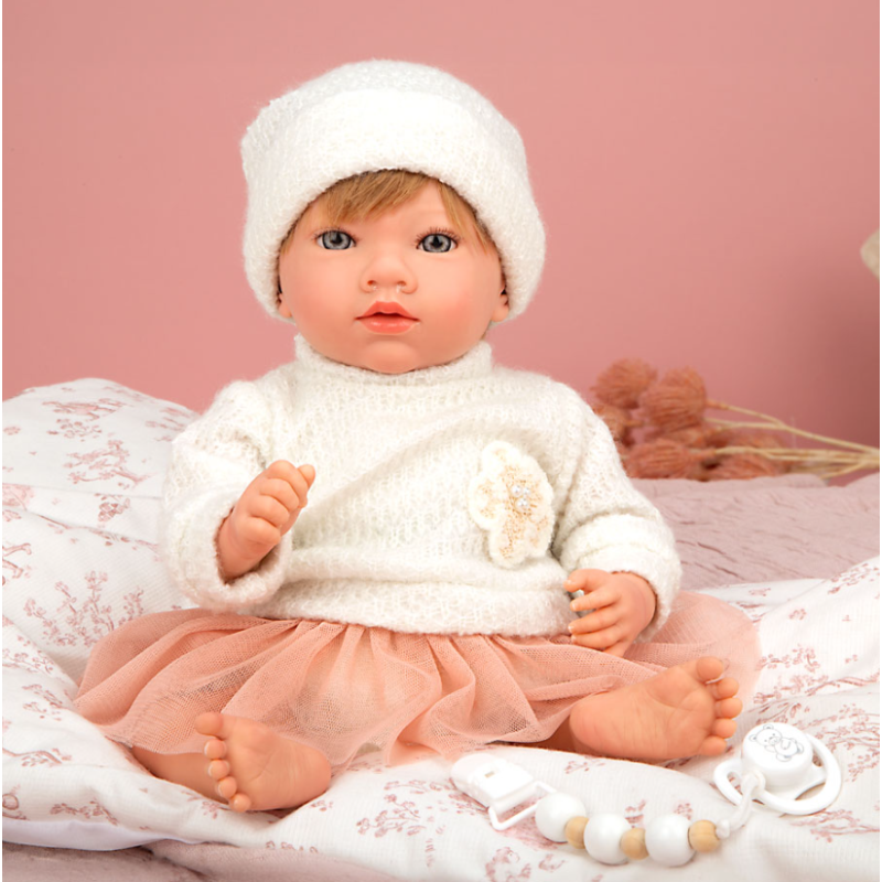 Muñeca Arias Reborn Julia Rosa Con Cojín 40 Cm