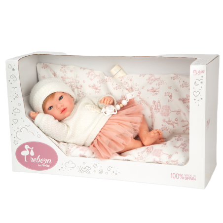 Muñeca Arias Reborn Julia Rosa Con Cojín 40 Cm De Muñecas Arias