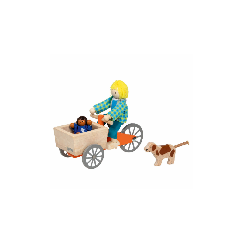 Bicicleta De Carga Con 2 Muñecos Y Perro