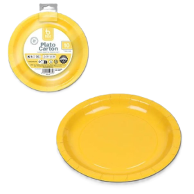 Platos Cartón Amarillo 20 Cm 10 Uds