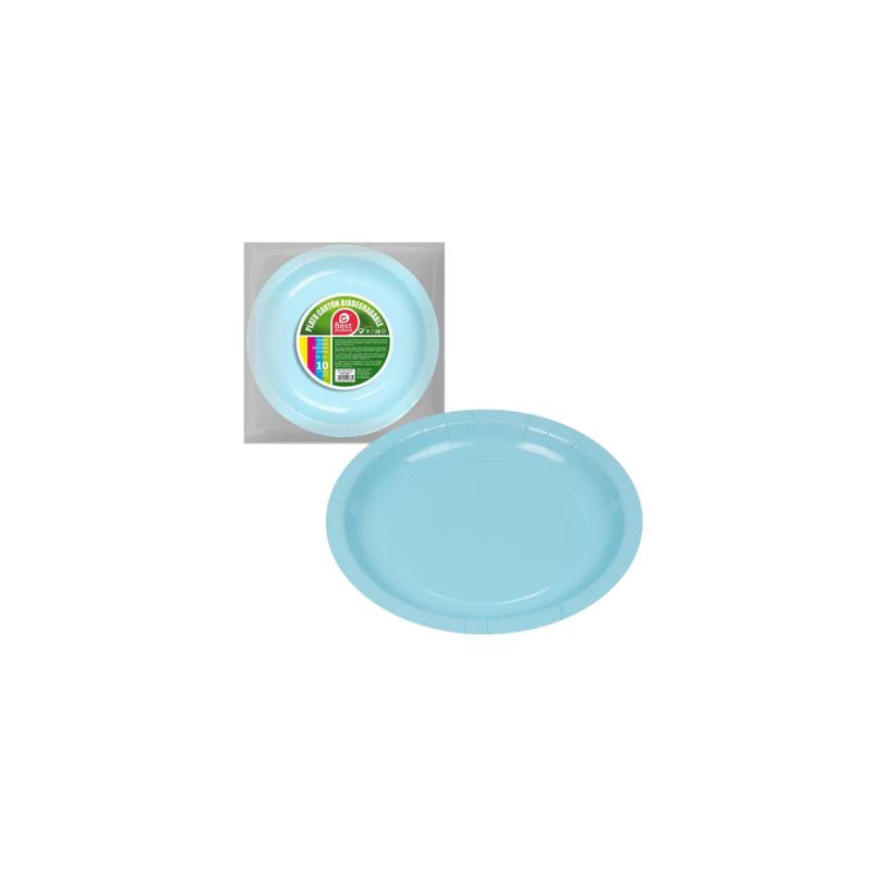 Platos Cartón Azul Bebe 20 Cm 10 Uds De Fiesta Y Cumpleaños