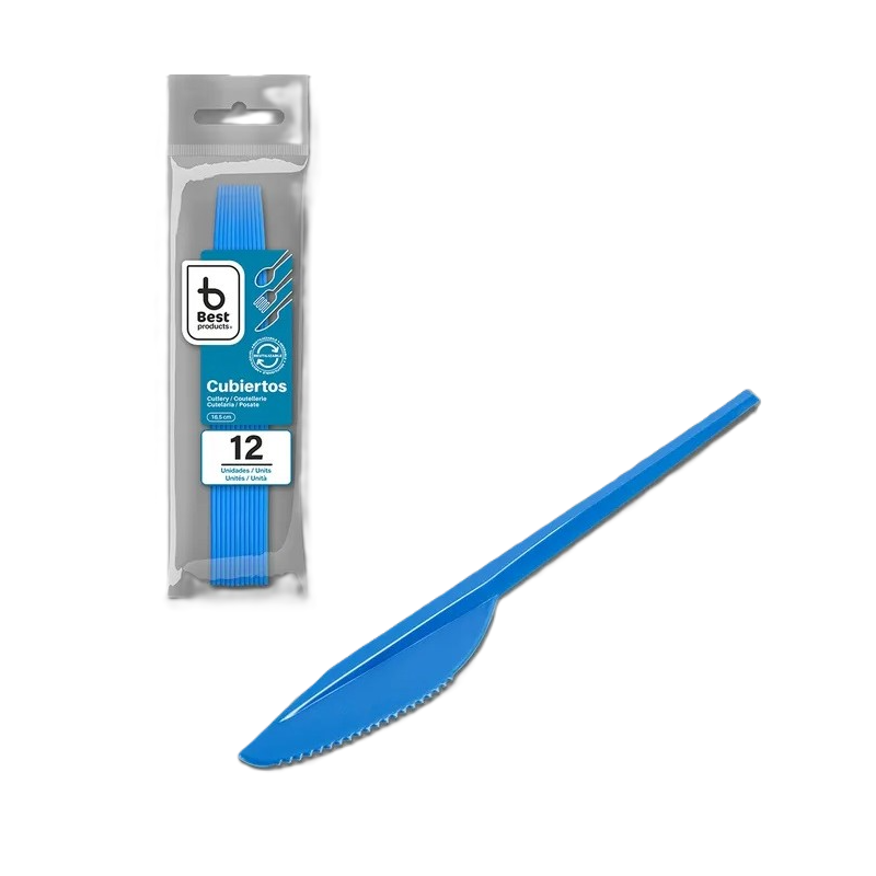 Cuchillos Reutilizables Azul 12 Uds De Fiesta Y Cumpleaños